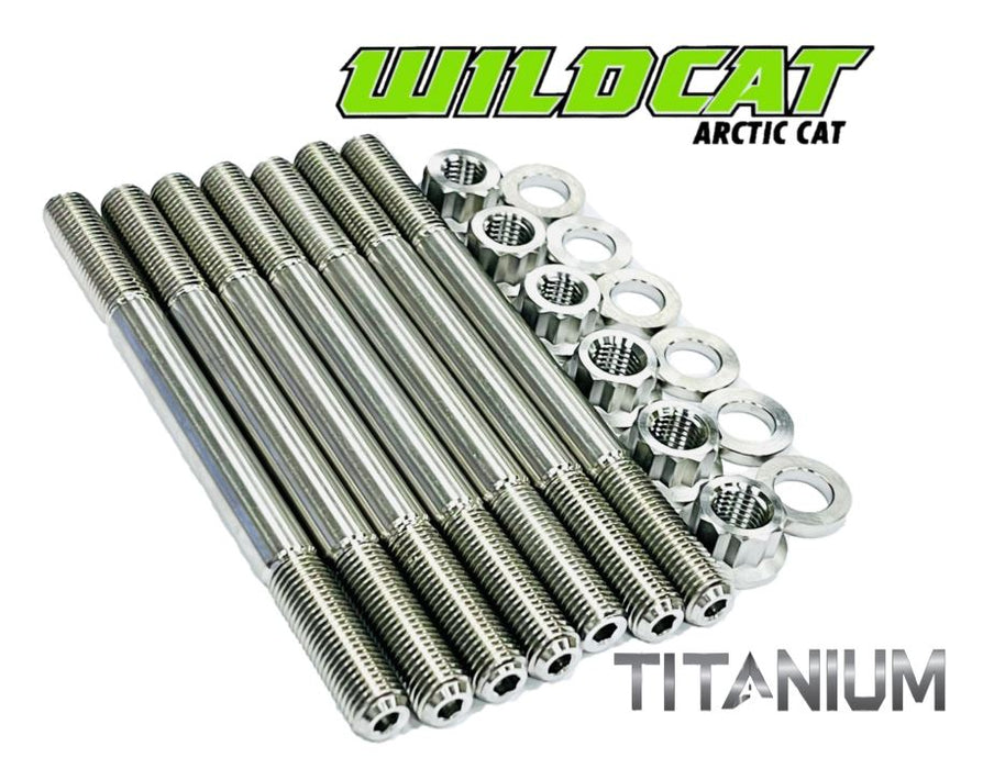 Wildcat 1000 X 4X Cylinder Head Studs TITANIUM Grade 5 Studs 12 Pt Nut Kit Set