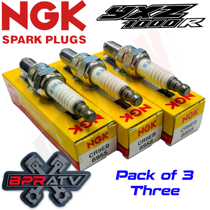 Set Of 3 Three NGK 6955 Spark Plugs CR9EB for Yamaha YXZ1000R YXZ 1000R Head Kit