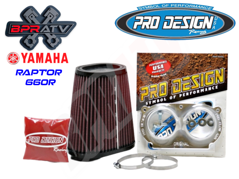 Pro Design PD206 Pro Flow K&N Air Box Filter Intake Kit Yamaha Raptor 660 660R