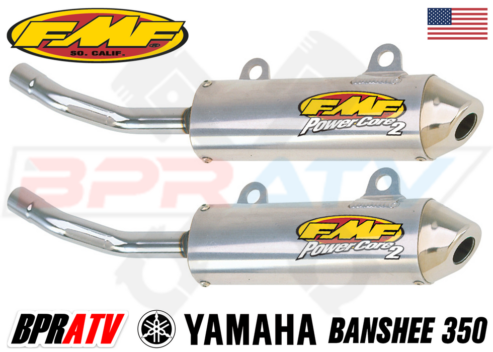 Yamaha Banshee 350 FMF Full Exhaust Fatty Pipes PowerCore 2 II Silencers Set Kit