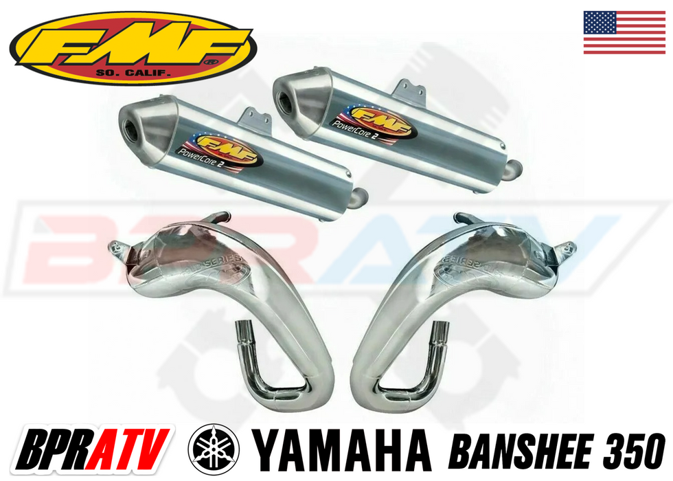 Yamaha Banshee 350 FMF Full Exhaust Fatty Pipes PowerCore 2 II Silencers Set Kit