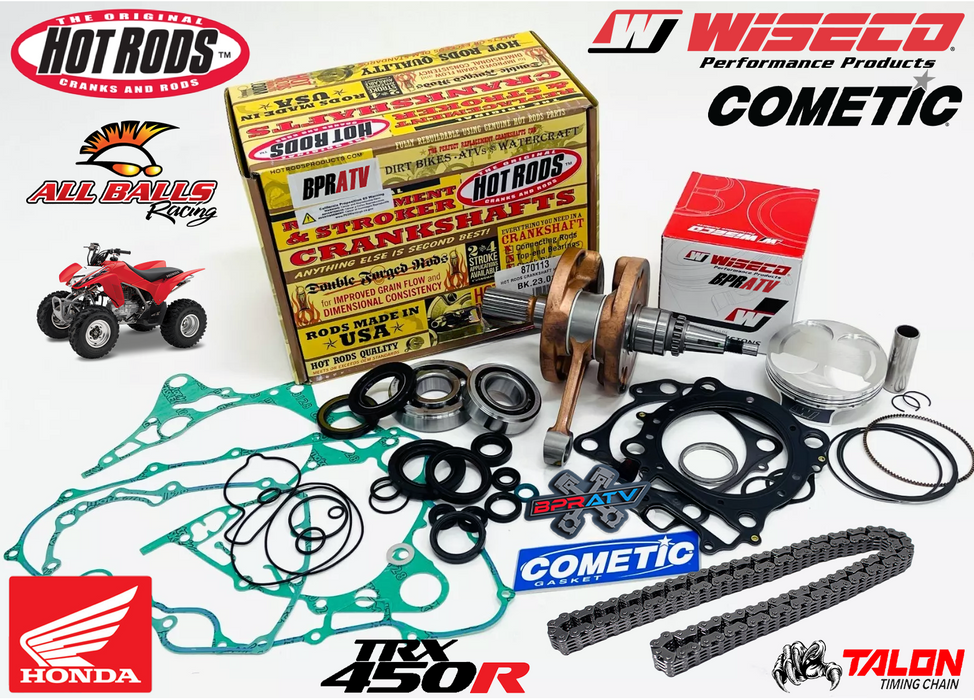 06-14 Honda TRX450R TRX 450R Hotrods Crank Wiseco Piston Gaskets Rebuild Kit