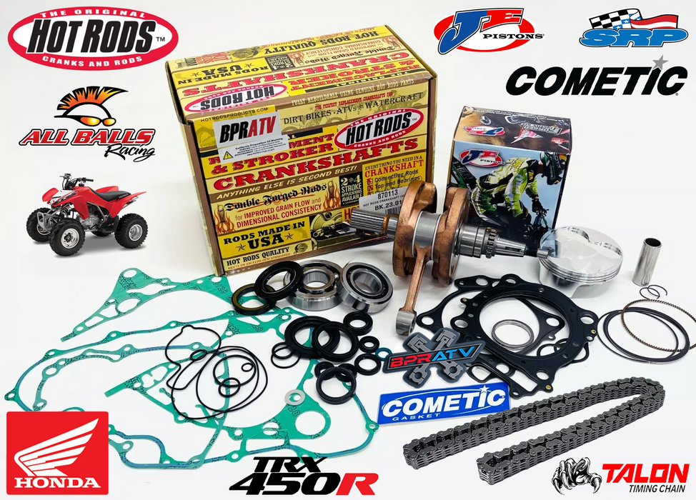 06+ Honda TRX450R TRX 450R Hot Rods Crank 96mm JE 12.8:1 Piston Gaskets Rebuild