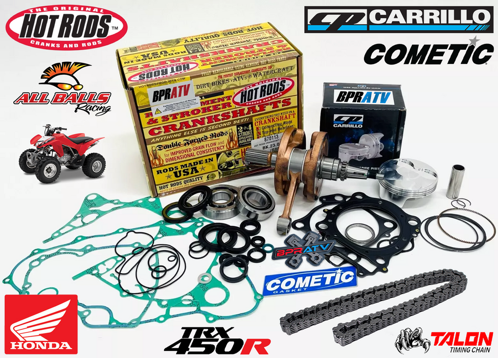 06+ Honda TRX450R TRX 450R Hot Rods Crank 96mm 12:1 CP Piston Gasket Rebuild Kit