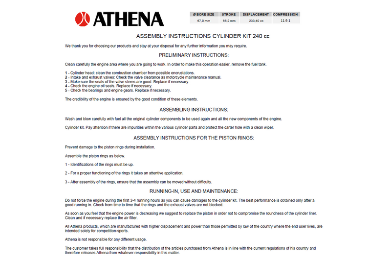 Athena Honda CRF230F 67mm Big Bore Cylinder Piston Kit 233cc '2007-2015 Bolt-On!