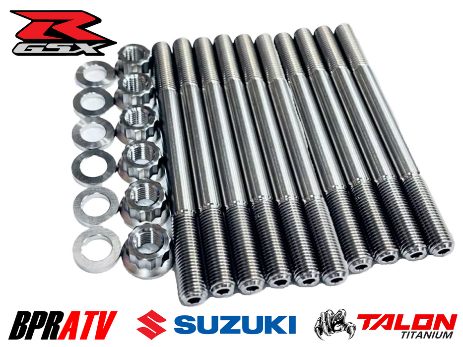 GSXS GSX-S 1000 Cylinder Head Stud Bolts TITANIUM Head Studs 12 Pt Nut Kit Set