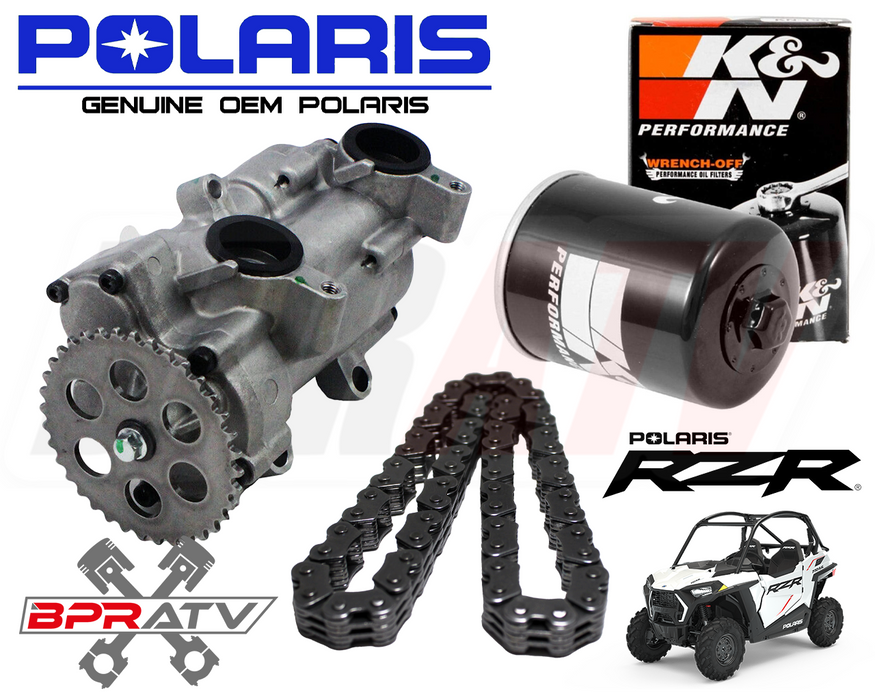 11 12 Polaris RZR XP 900 OEM Oil Pump 1204090 Oil Pump Chain K&N Oil Filter Kit