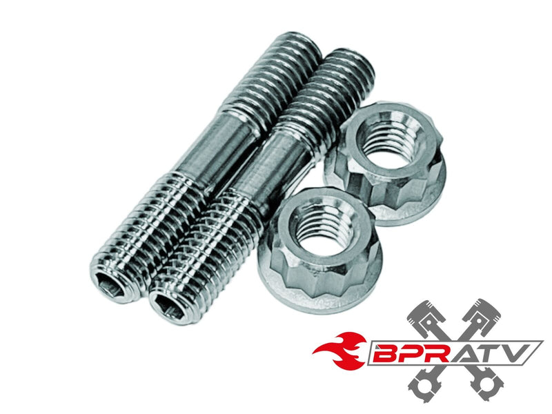 04 05 TRX 450R Titanium Exhaust Studs MAXLOCK Ti Pipe Stud 12 Point Nut Kit Pair