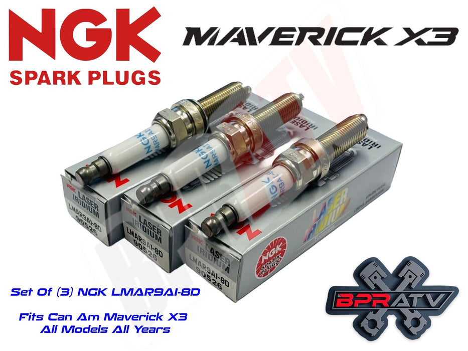 NGK Iridium Spark Plugs Set of 3 - LMAR9AI-8D for Can-Am Maverick X3 All Models!