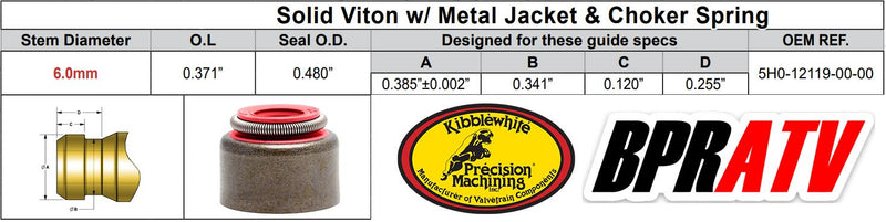 Raptor Rhino Grizzly 660 Kibblewhite Viton Valve Stem Seals Seal Set of 5 Five
