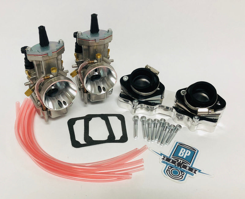 Banshee 28mm 28 Mil PWK Style Carbs Carb Carburetors Billet Intake Manifolds Set
