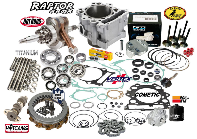 Raptor 660 Stroker Rebuild Kit Big Bore Stage 3 Hot Cam Kibblewhite Valves 719cc