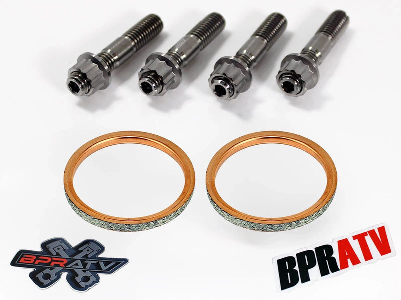 09-15 Grizzly 550 TITANIUM Exhaust Manifold Studs Nut Gaskets Head Pipe Stud Kit