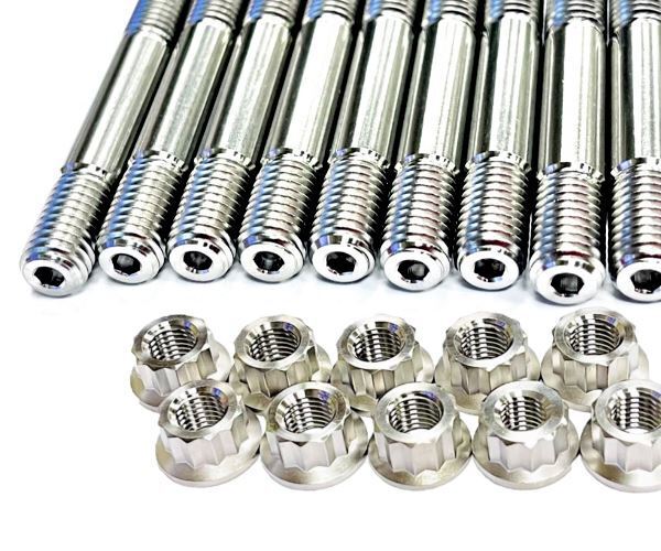 GSXS GSX-S 1000 Cylinder Head Stud Bolts TITANIUM Head Studs 12 Pt Nut Kit Set