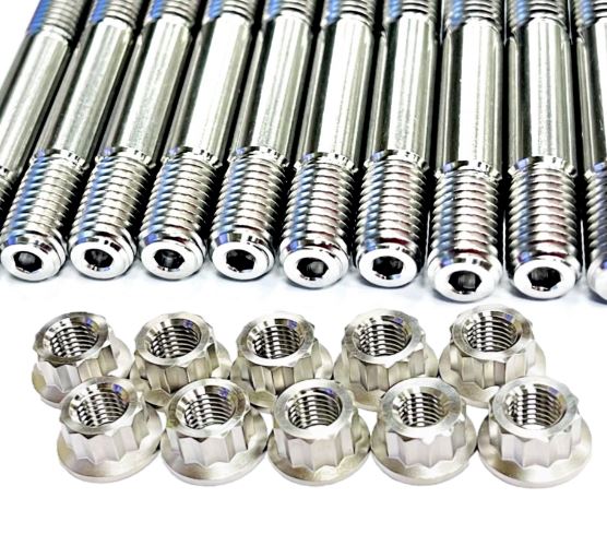 08+ Honda CBR1000RR Cylinder Head Stud Kit TITANIUM Crankcase Stud 12 Pt Nut Kit