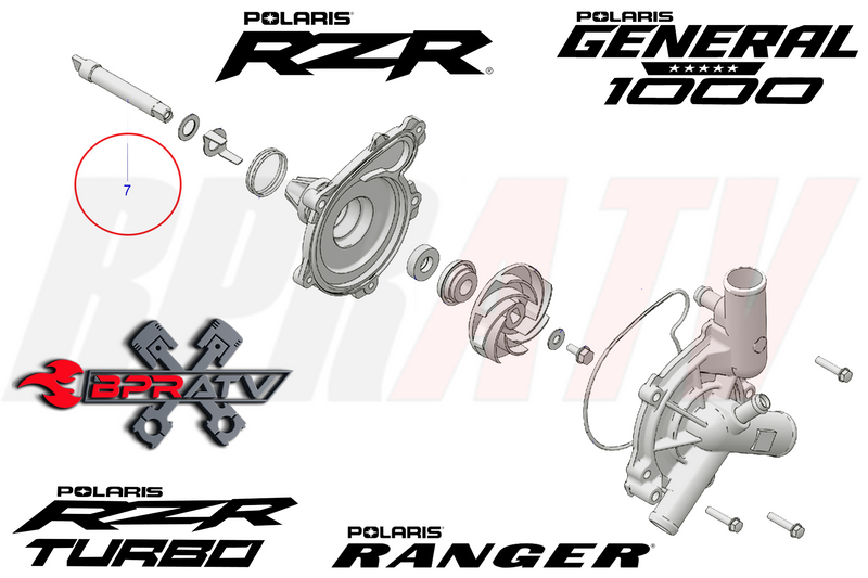 BPRATV Polaris RZR XP 4 Ranger 900 XP 1000 Water Pump Shaft Replacement 5140683