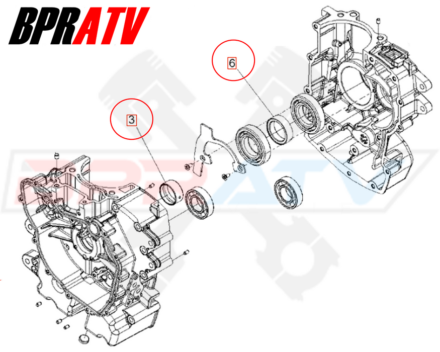 16 17 Polaris Sportsman 450 HO BPRATV Crankcase Main Bearing Bushing  Spacer Kit