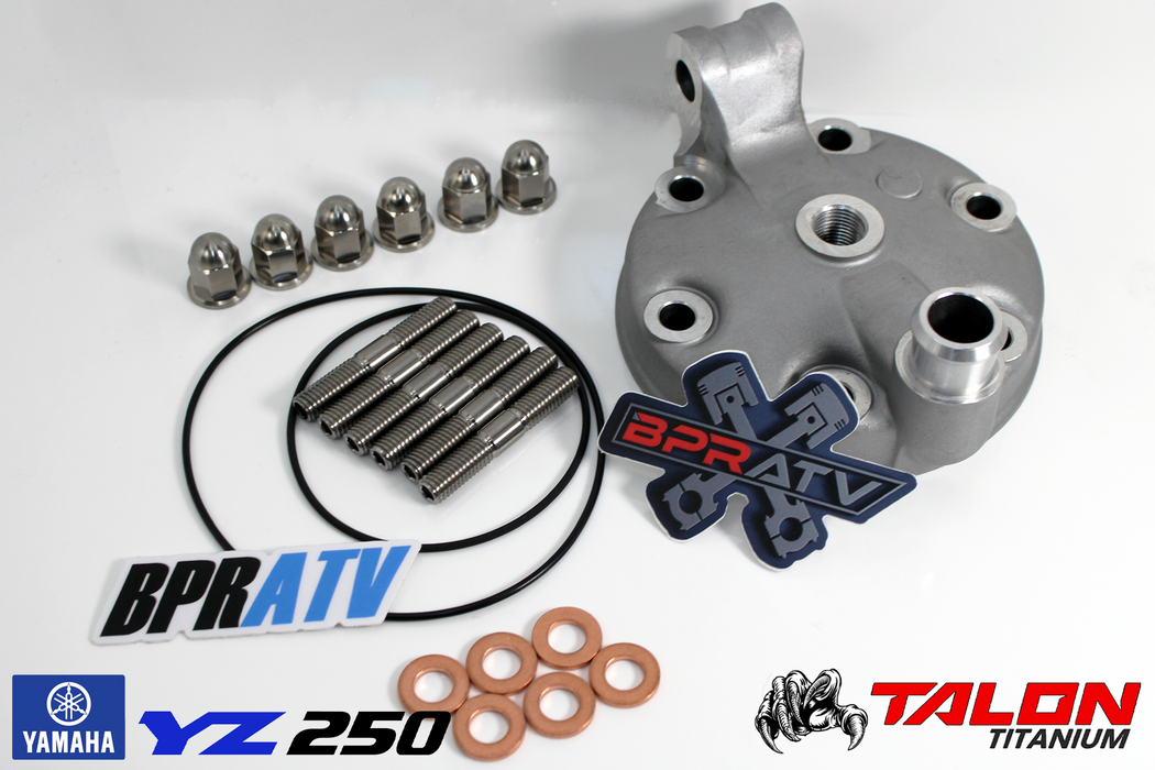 Yamaha YZ250 YZ 250 Cylinder Head & Titanium Stud Acorn Nuts Gaskets Install Kit