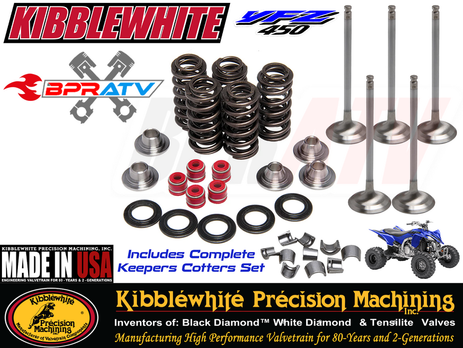 YFZ450 YFZ 450 KIBBLEWHITE +1mm Intake Valves Exhaust Valve Ti Spring Kit + Seal