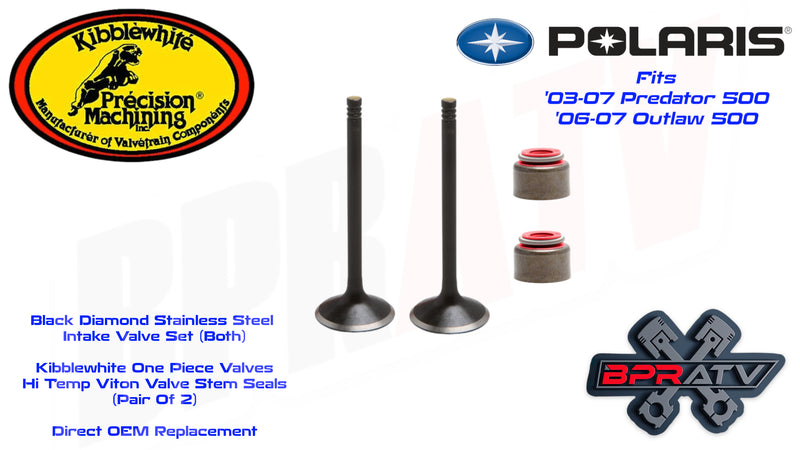 Polaris Predator Outlaw 500 Kibblewhite Head Fix INTAKE Valves & Seals Pair Set