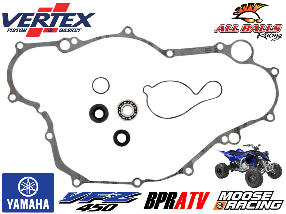 Yamaha YFZ450 YFZ 450 Moose Vertex Water Pump Rebuild Kit Seals Bearing Gaskets