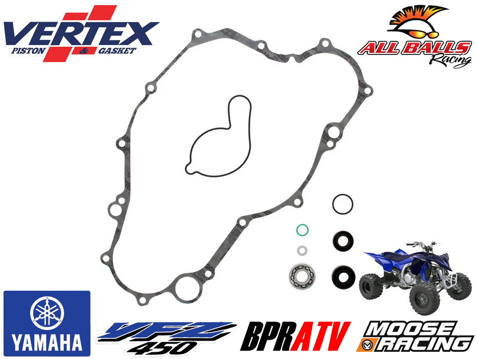 Yamaha YFZ450 YFZ 450 Moose Vertex Water Pump Rebuild Kit Seals Bearing Gaskets