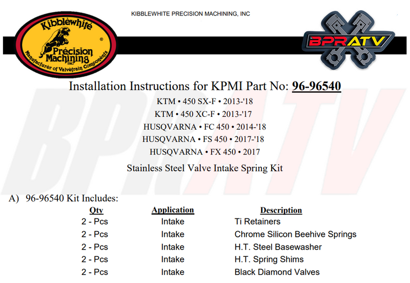 13-18 KTM 450 XC-F SX-F Husky 450 Kibblewhite Titanium Springs Intake Valves Kit