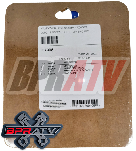 Best 06-09 YZ450F Top End Rebuild Kit Stock Standard Bore Cylinder Piston Kit