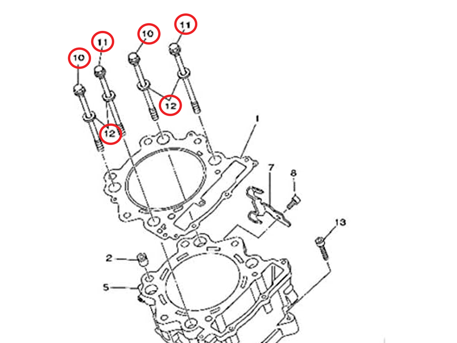 Yamaha 01-08 Raptor Grizzly Rhino 660 600R Aftermarket Cylinder Studs Crankcase