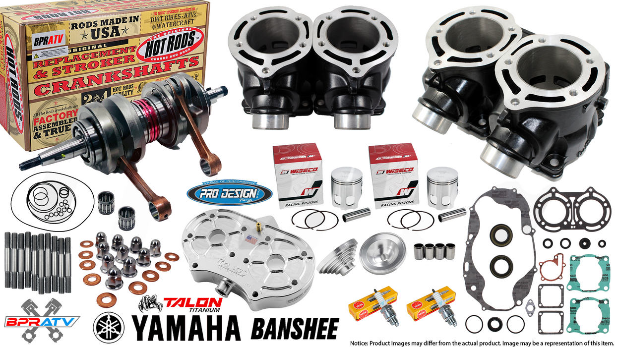 Banshee BPRATV Wiseco 66mm Big Bore 409 Stroker Crank Pistons Pro Head Domes Cub