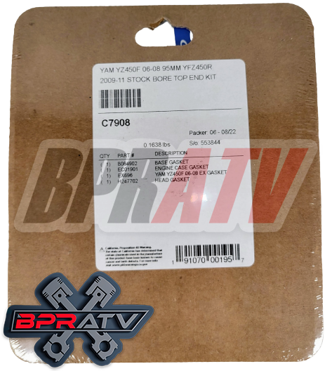 Yamaha YFZ450R YFZ 450R Wiseco Piston 95mm Std Bore Cylinder Top End Rebuild Kit