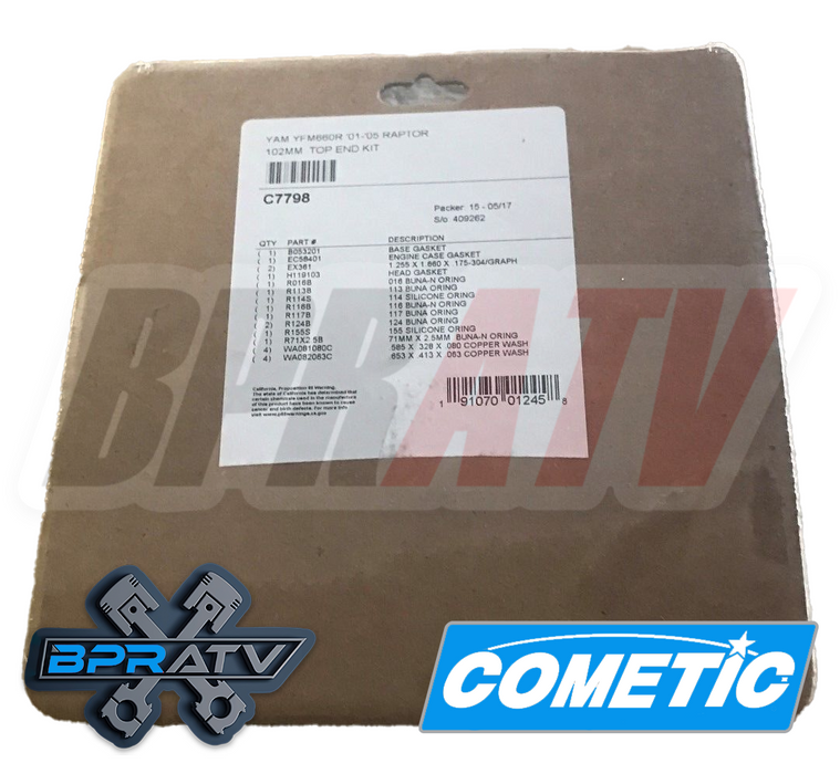 Raptor 660 102mm 686 Big Bore Cylinder Wiseco Piston Cometic Top End Rebuild Kit