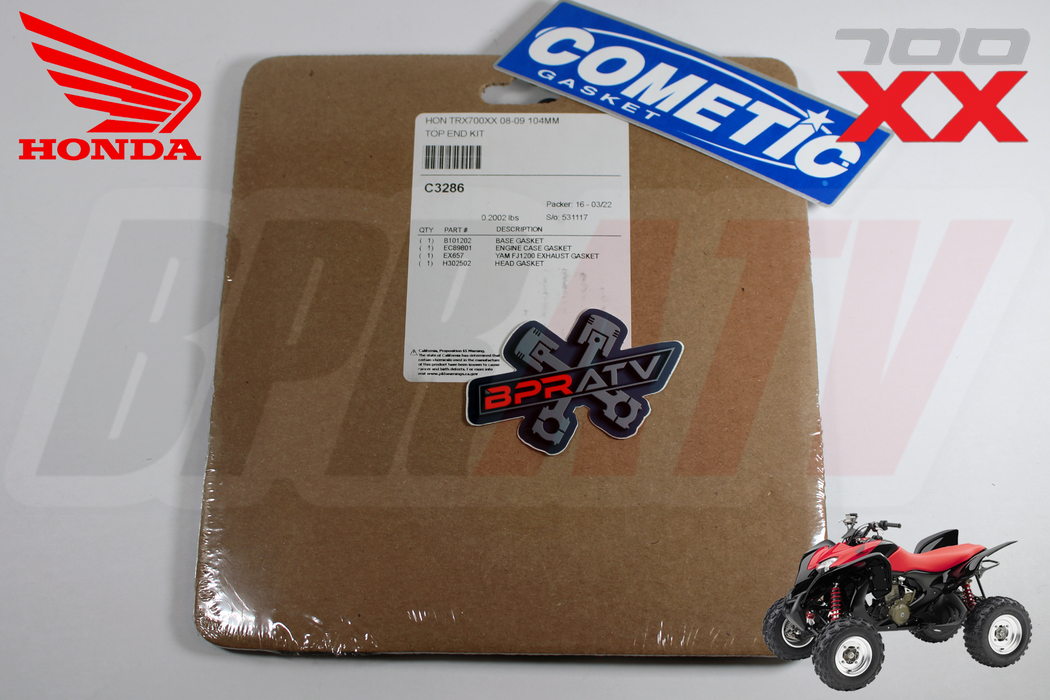 Honda TRX700XX TRX 700XX Stock Bore Cometic Top End Gasket Kit & KPMI RED Seals