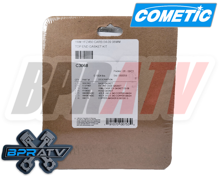 CP Carrillo 98mm Big Bore Piston Cometic Gasket Top Kit for Yamaha WR450F '03-04