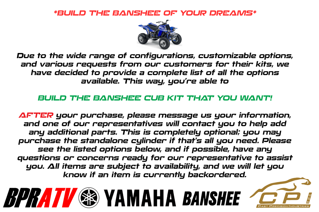 Banshee CUB 443cc 7mil Cub Big Bore CPI 68mm Wiseco Cylinder Top End Rebuild Kit