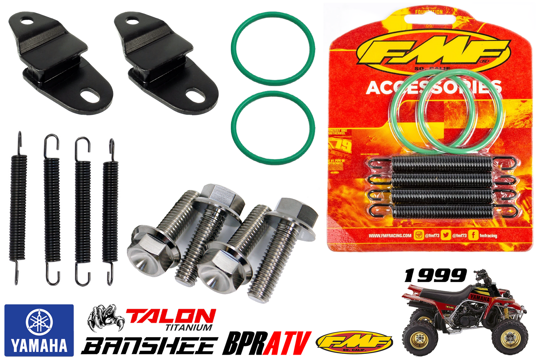 Banshee 350 Exhaust Repair Kit Yamaha FMF Pipe Springs Hangers & Titan
