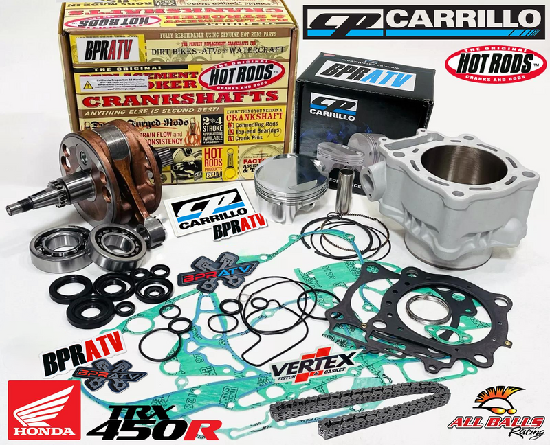 06+ Honda TRX450R TRX 450R 520cc 100mm Cylinder Big Bore Stroker Kit Bored Cases
