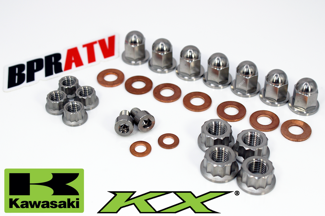 TITANIUM KX 100 125 KX250 2-Stroke Top End Engine Cylinder Head Cap Nuts Kit Set