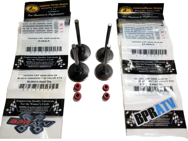02-06 Honda CRF450R Kibblewhite STD Size Stainless Valves KPMI & RED Viton Seals
