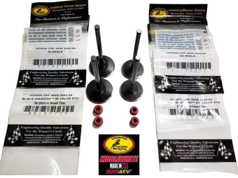 02-06 Honda CRF450R Kibblewhite STD Size Stainless Valves KPMI & RED Viton Seals