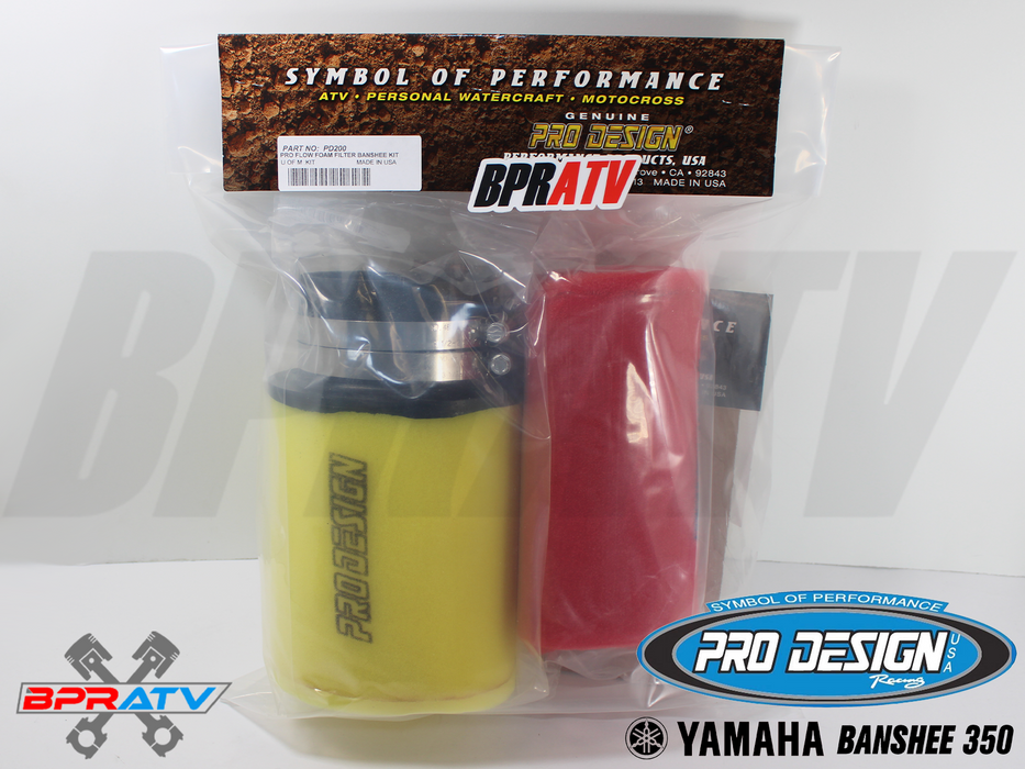 Pro Design Pro Flow Airbox Filter Kit Intake Manifold Filters Yamaha Banshee 350