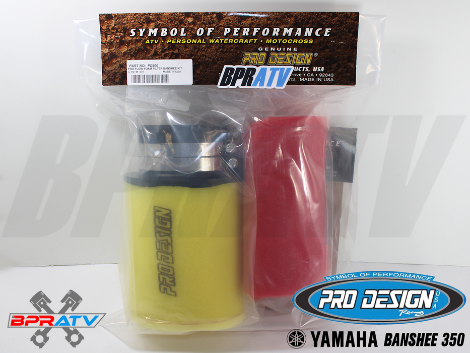 Pro Design Pro Flow Airbox Filter Kit Intake Manifold Filters Yamaha Banshee 350