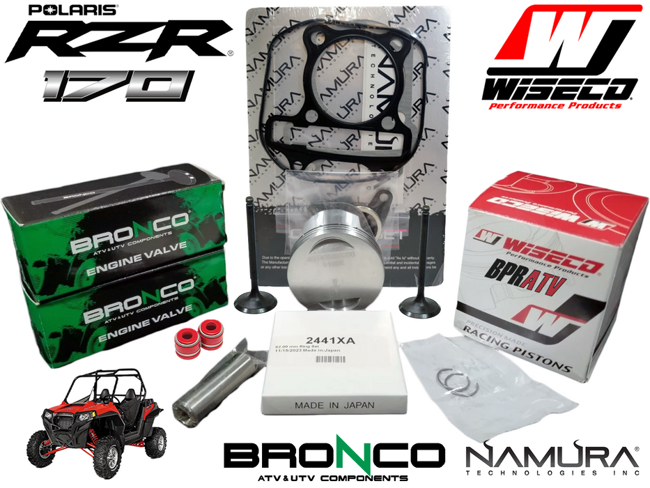 Polaris RZR 170 RZR170 Top End Rebuild Kit Valves Wiseco Piston & Namura Gasket