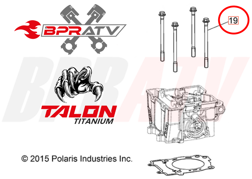 Polaris RZR 570 Cylinder Head Bolts Titanium Head Stud Kit 7520144 2016-2022