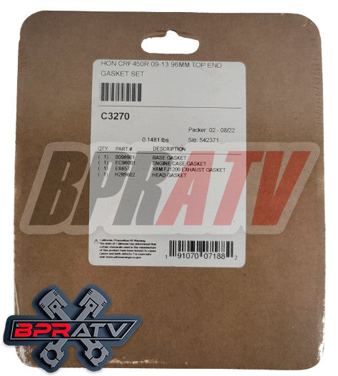 09-12 Honda CRF450R CRF 450R Wiseco Piston BPRATV Cylinder Kit Cometic NGK Plug