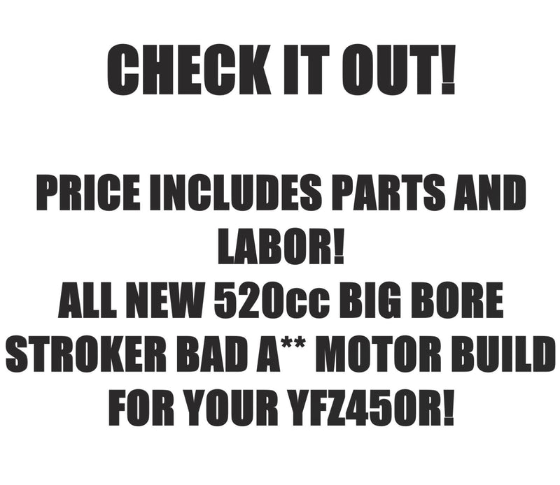 Rebuild YFZ450R Big Bore Stroker Motor Build Service 520cc Assemble Your Engine