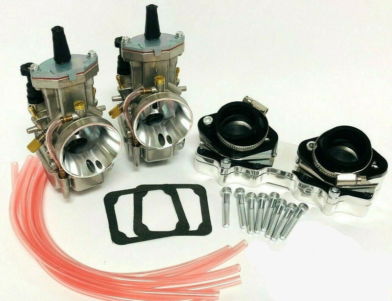 Banshee 28mm 28 mil PWK Style Carbs Carb Carburetors Billet Intake Manifolds Set