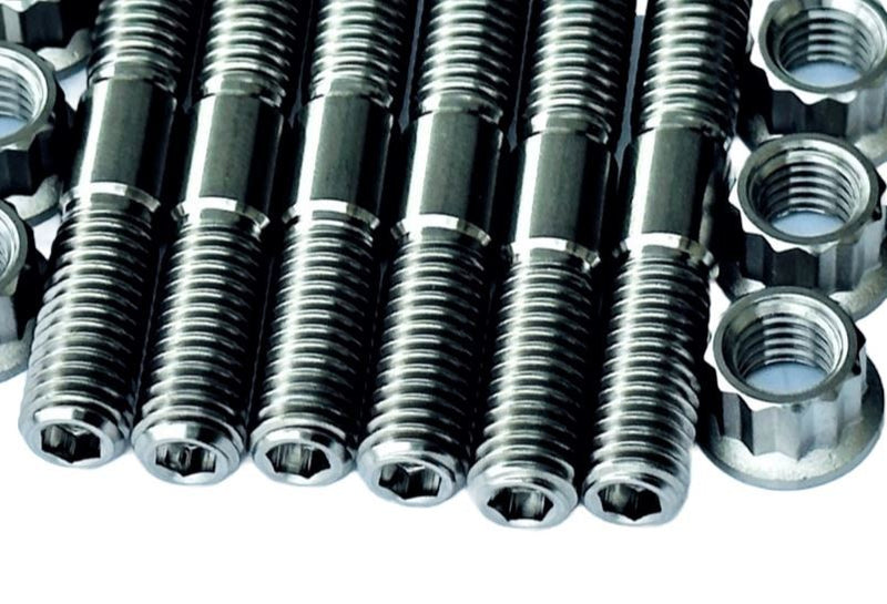 YZ250 TITANIUM Cylinder Head Studs Ti Stud Bolt 12 Point Nut Kit Set