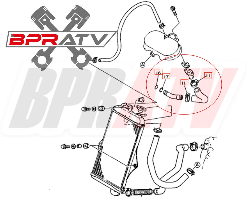 Banshee Radiator Water Pump Elbow Coolant Hose Tube Fix Kit O-Ring Clamps Clips