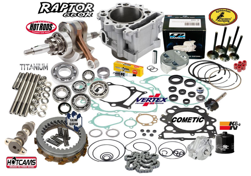 Raptor 660 Stroker Rebuild Kit Big Bore Stage 3 Hot Cam Kibblewhite Valves 719cc